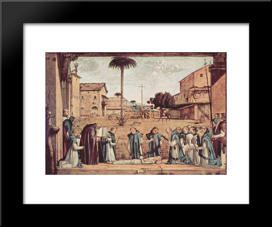 Burial Of St. Jerome 20x24 Black Modern Wood Framed Art Print Poster by Carpaccio, Vittore