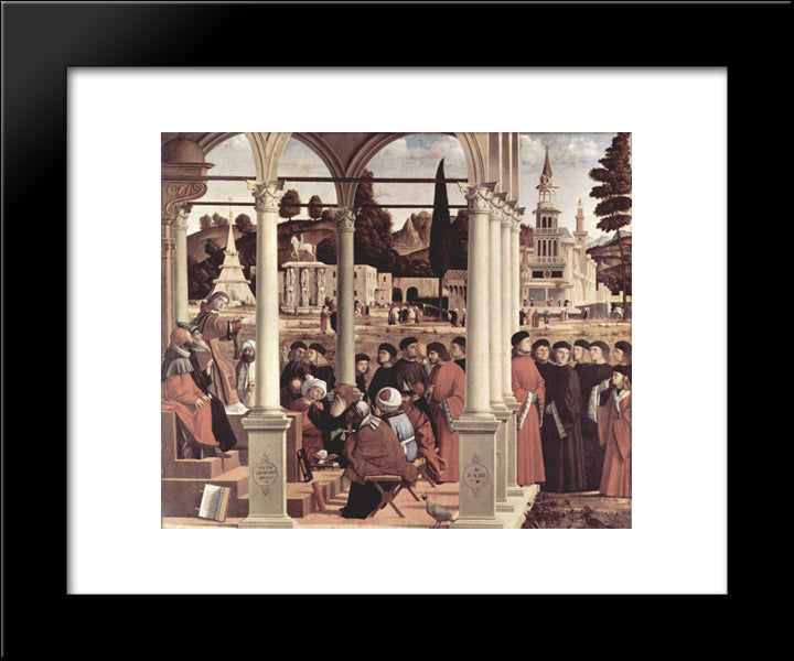 Debate Of St. Stephen 20x24 Black Modern Wood Framed Art Print Poster by Carpaccio, Vittore