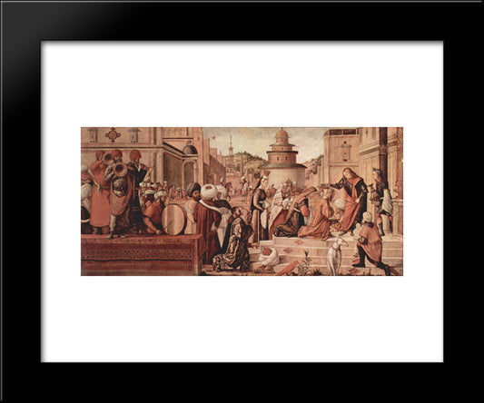 St. George Baptising The Gentile 20x24 Black Modern Wood Framed Art Print Poster by Carpaccio, Vittore