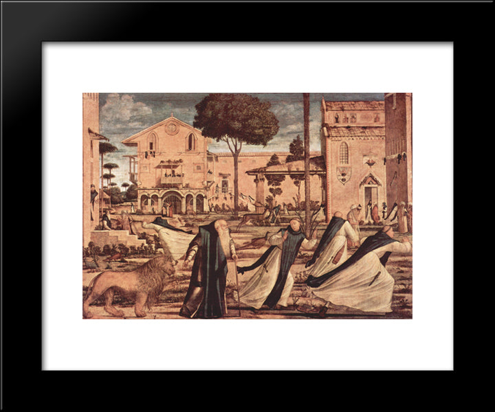 St. Jerome And Lion In The Monastery 20x24 Black Modern Wood Framed Art Print Poster by Carpaccio, Vittore