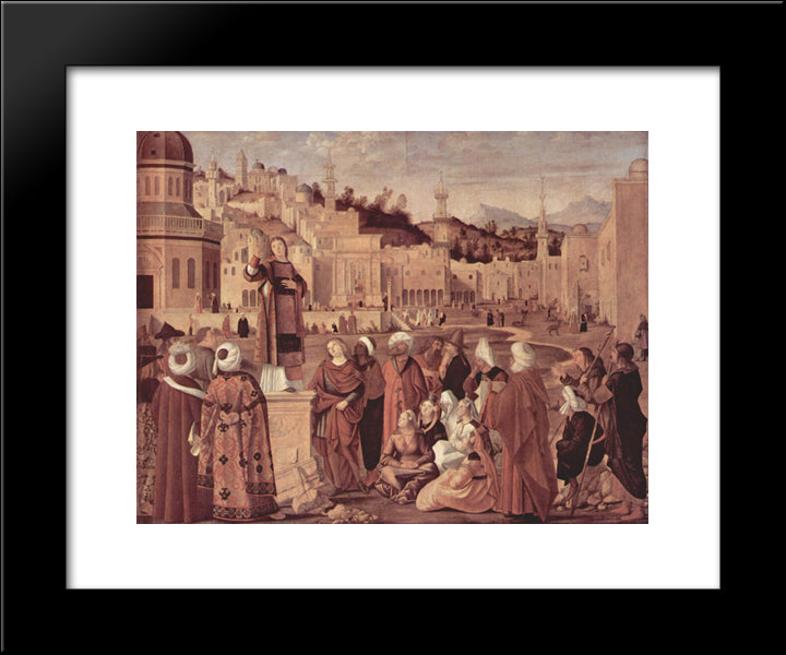 St. Stephen Preaching 20x24 Black Modern Wood Framed Art Print Poster by Carpaccio, Vittore