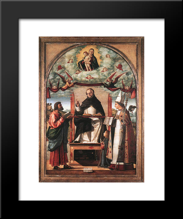 St. Thomas In Glory Between St. Mark And St. Louis Of Toulouse 20x24 Black Modern Wood Framed Art Print Poster by Carpaccio, Vittore