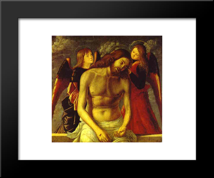 The Dead Christ Supported By Angels. 20x24 Black Modern Wood Framed Art Print Poster by Carpaccio, Vittore