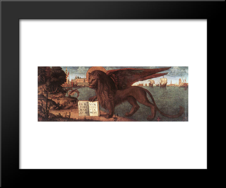 The Lion Of St. Mark 20x24 Black Modern Wood Framed Art Print Poster by Carpaccio, Vittore