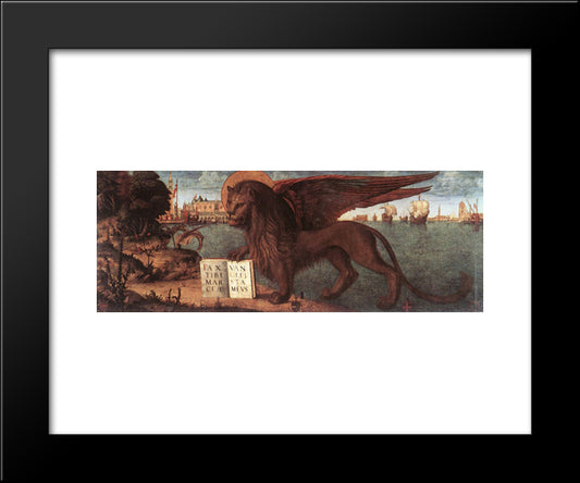 The Lion Of St. Mark 20x24 Black Modern Wood Framed Art Print Poster by Carpaccio, Vittore