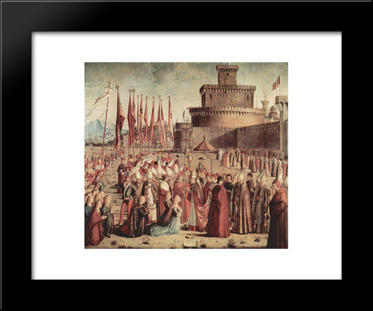 The Pilgrims Meet Pope Cyriac Before The Walls Of Rome 20x24 Black Modern Wood Framed Art Print Poster by Carpaccio, Vittore