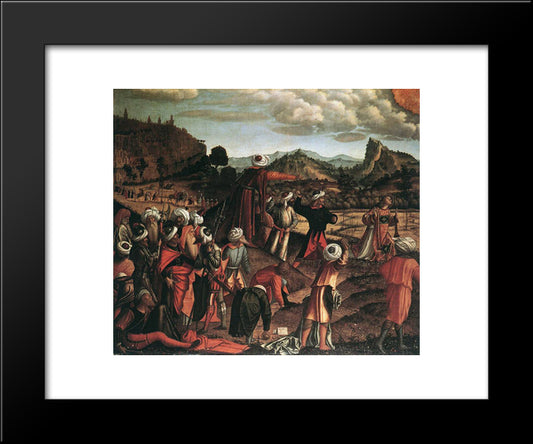 The Stoning Of St. Stephen 20x24 Black Modern Wood Framed Art Print Poster by Carpaccio, Vittore