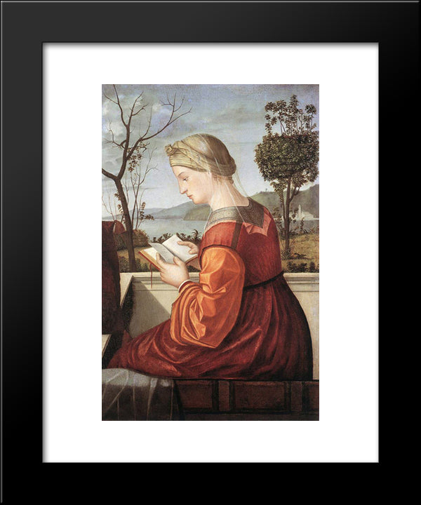 The Virgin Reading 20x24 Black Modern Wood Framed Art Print Poster by Carpaccio, Vittore
