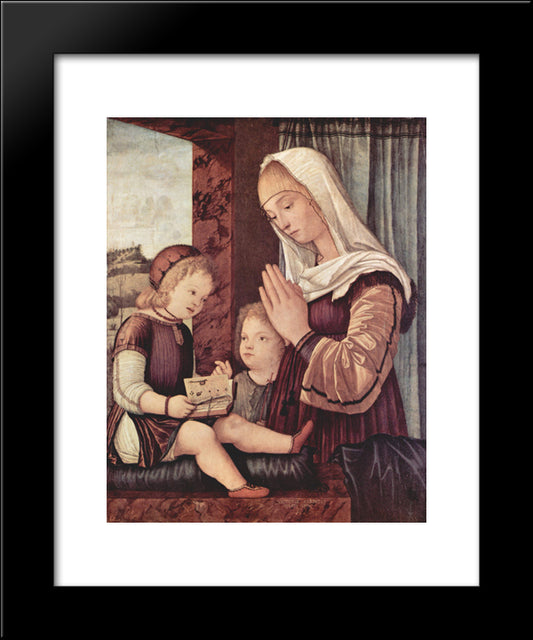 Virgin Mary And John The Baptist, Praying To The Child Christ 20x24 Black Modern Wood Framed Art Print Poster by Carpaccio, Vittore