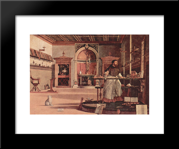 Vision Of St. Augustine 20x24 Black Modern Wood Framed Art Print Poster by Carpaccio, Vittore