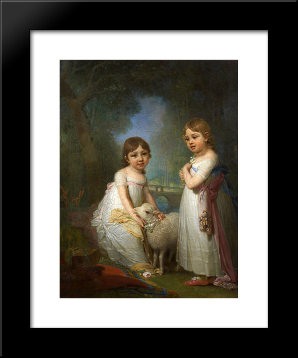 Children With A Lamb 20x24 Black Modern Wood Framed Art Print Poster by Borovikovsky, Vladimir