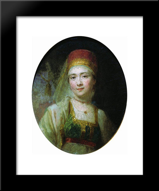 Christina, The Peasant Woman From Torzhok 20x24 Black Modern Wood Framed Art Print Poster by Borovikovsky, Vladimir