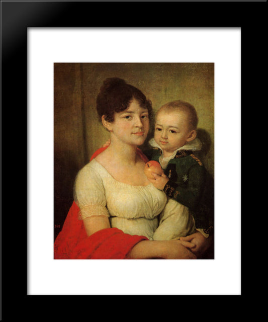 Portrait Of An Unknown With A Child 20x24 Black Modern Wood Framed Art Print Poster by Borovikovsky, Vladimir