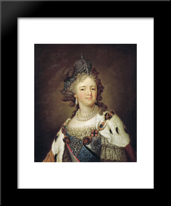 Portrait Of Empress Maria Fyodorovna 20x24 Black Modern Wood Framed Art Print Poster by Borovikovsky, Vladimir