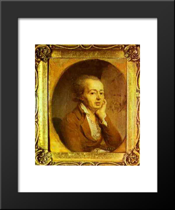 Portrait Of The Artist Dmitry Levitzky 20x24 Black Modern Wood Framed Art Print Poster by Borovikovsky, Vladimir