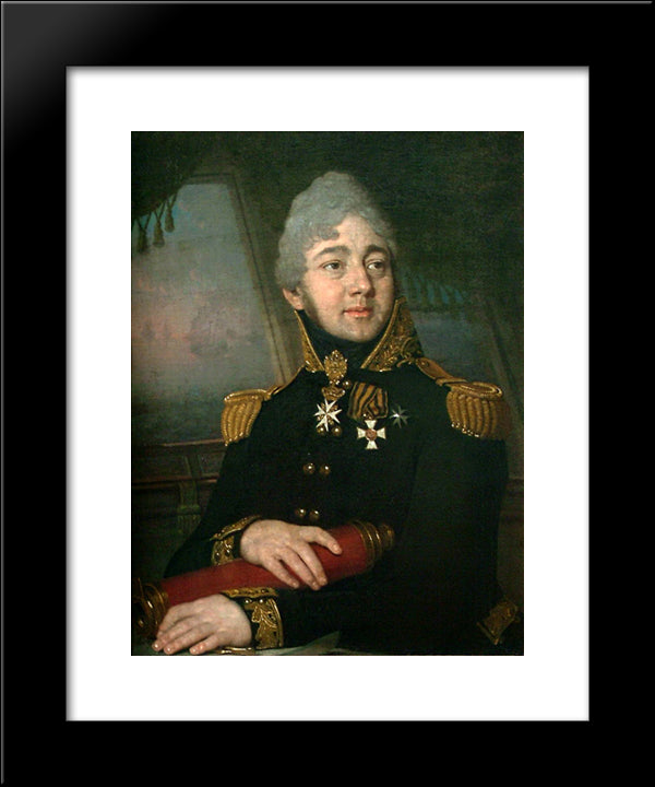 Portrait Of The Russian Poet Evgeny Boratynsky 20x24 Black Modern Wood Framed Art Print Poster by Borovikovsky, Vladimir