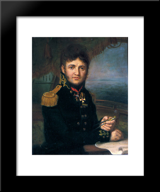 Portrait Of Yuri F. Lisyansky 20x24 Black Modern Wood Framed Art Print Poster by Borovikovsky, Vladimir