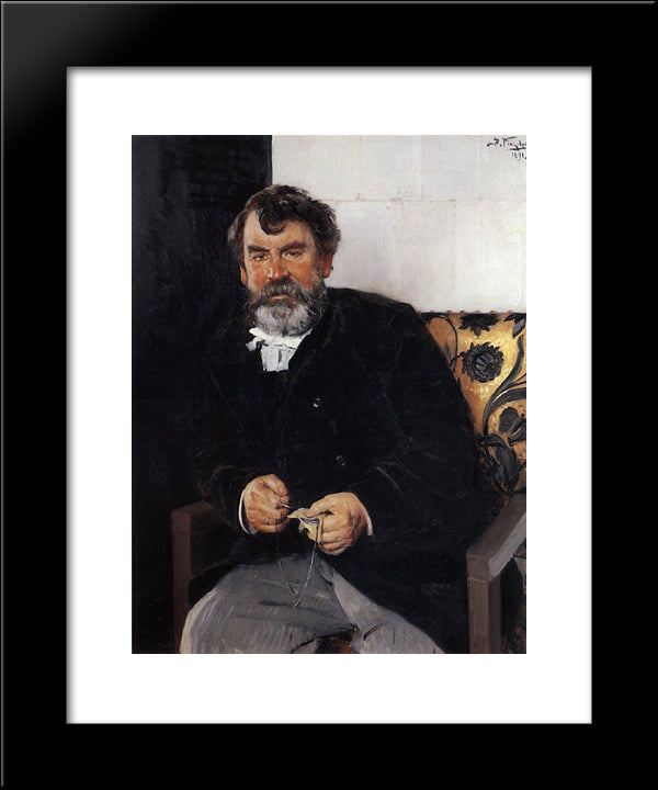 A Portrait Of E. S. Sorokin 20x24 Black Modern Wood Framed Art Print Poster by Makovsky, Vladimir