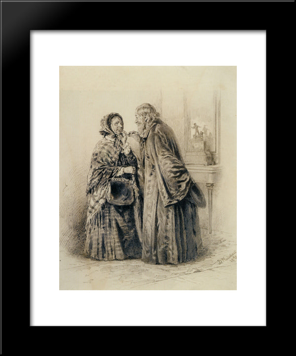 A Private Conversation 20x24 Black Modern Wood Framed Art Print Poster by Makovsky, Vladimir