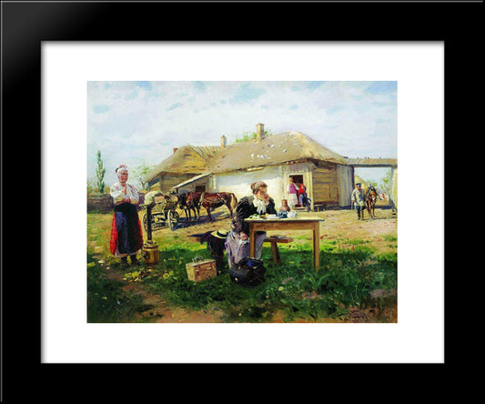 Arrival Of A School Mistress In The Countryside 20x24 Black Modern Wood Framed Art Print Poster by Makovsky, Vladimir