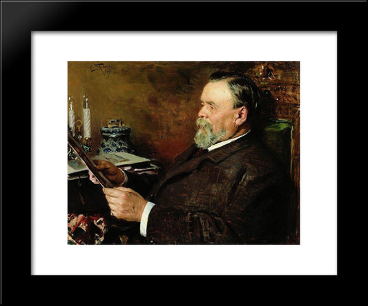 Lover Of Painting. Portrait Of A Collector I. E. Tsvetkov. 20x24 Black Modern Wood Framed Art Print Poster by Makovsky, Vladimir