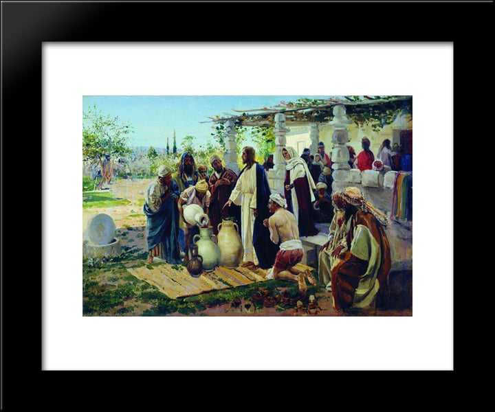 Miracle At Cana 20x24 Black Modern Wood Framed Art Print Poster by Makovsky, Vladimir