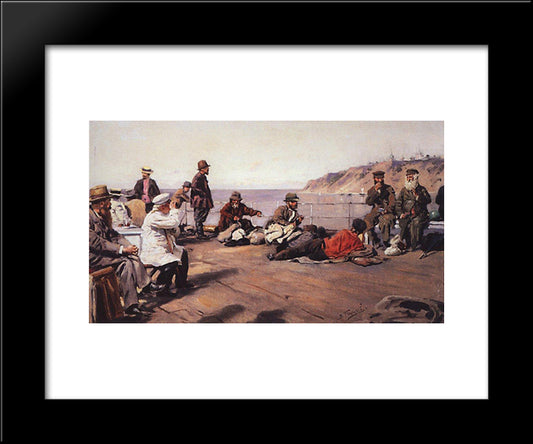 On Deck 20x24 Black Modern Wood Framed Art Print Poster by Makovsky, Vladimir