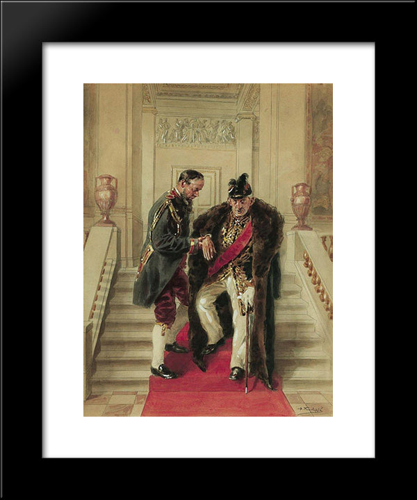 On The Grand Staircase 20x24 Black Modern Wood Framed Art Print Poster by Makovsky, Vladimir