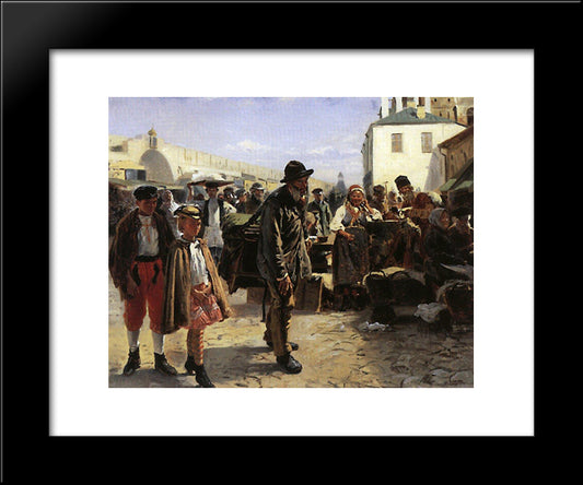 Organ Grinder 20x24 Black Modern Wood Framed Art Print Poster by Makovsky, Vladimir