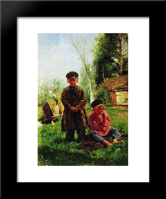 Peasant Boys 20x24 Black Modern Wood Framed Art Print Poster by Makovsky, Vladimir