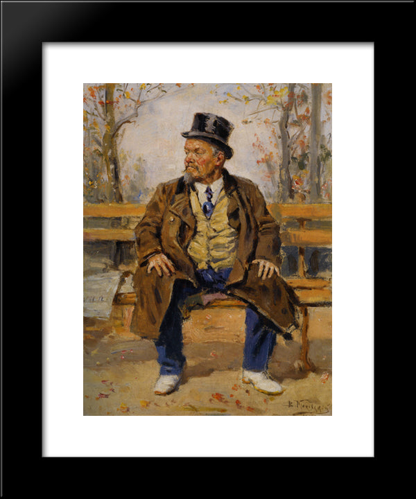 Portrait Of A Man Sitting On A Park Bench 20x24 Black Modern Wood Framed Art Print Poster by Makovsky, Vladimir