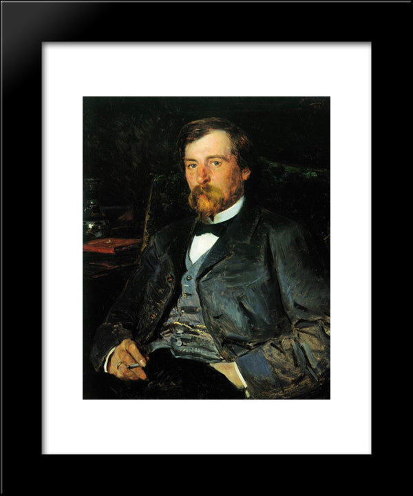 Portrait Of The Artist Illarion Mikhailovich Pryanishikov 20x24 Black Modern Wood Framed Art Print Poster by Makovsky, Vladimir