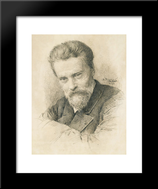 Self Portrait 20x24 Black Modern Wood Framed Art Print Poster by Makovsky, Vladimir