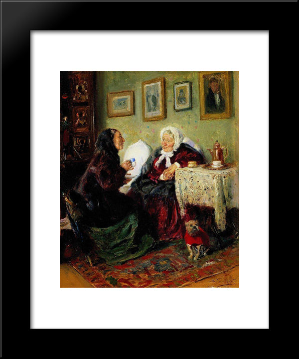 Tete-A-Tete 20x24 Black Modern Wood Framed Art Print Poster by Makovsky, Vladimir