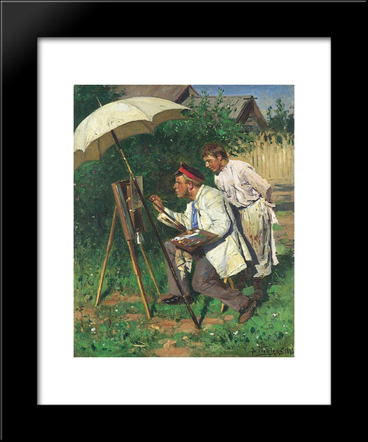 The Artist And The Apprentice 20x24 Black Modern Wood Framed Art Print Poster by Makovsky, Vladimir