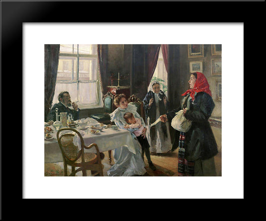 Two Mothers. Native Mother And Stepmother. 20x24 Black Modern Wood Framed Art Print Poster by Makovsky, Vladimir