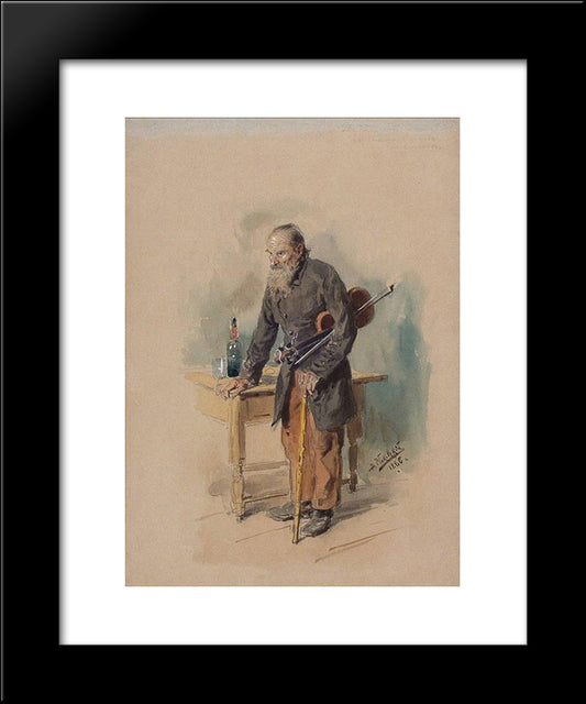 Wandering Fiddler 20x24 Black Modern Wood Framed Art Print Poster by Makovsky, Vladimir