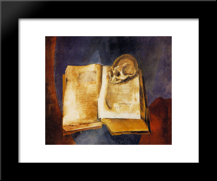 A Skull On The Open Book 20x24 Black Modern Wood Framed Art Print Poster by Tatlin, Vladimir