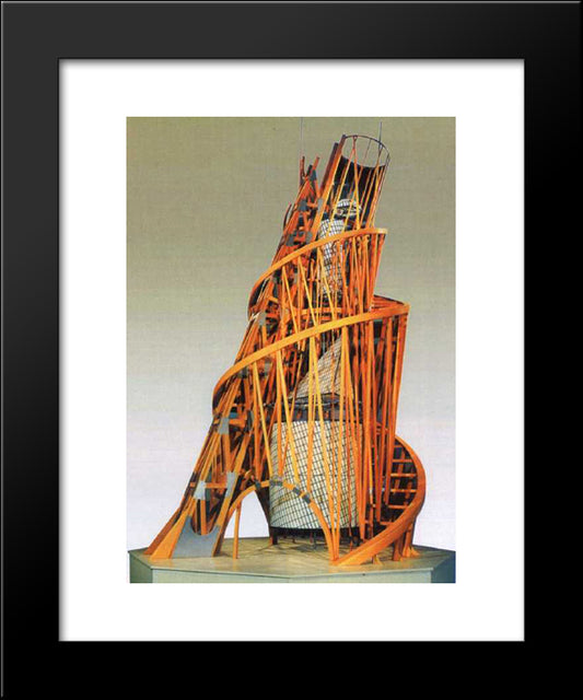 Model Of The Monument Iii International 20x24 Black Modern Wood Framed Art Print Poster by Tatlin, Vladimir