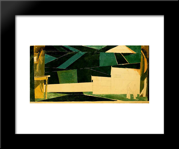 Sketch For Stage Set, Glinka'S King Life 20x24 Black Modern Wood Framed Art Print Poster by Tatlin, Vladimir