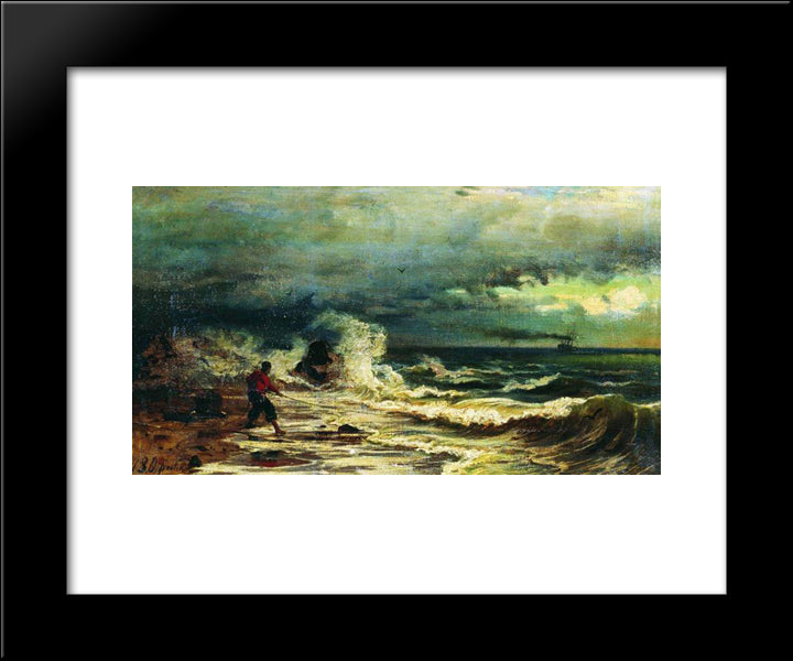 Breaking Waves 20x24 Black Modern Wood Framed Art Print Poster by Orlovsky, Volodymyr