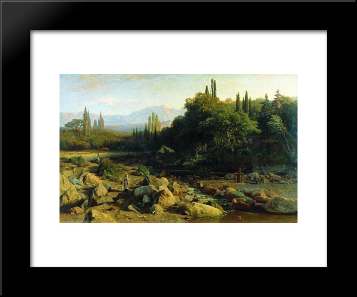 Crimea. Landscape With A River. 20x24 Black Modern Wood Framed Art Print Poster by Orlovsky, Volodymyr