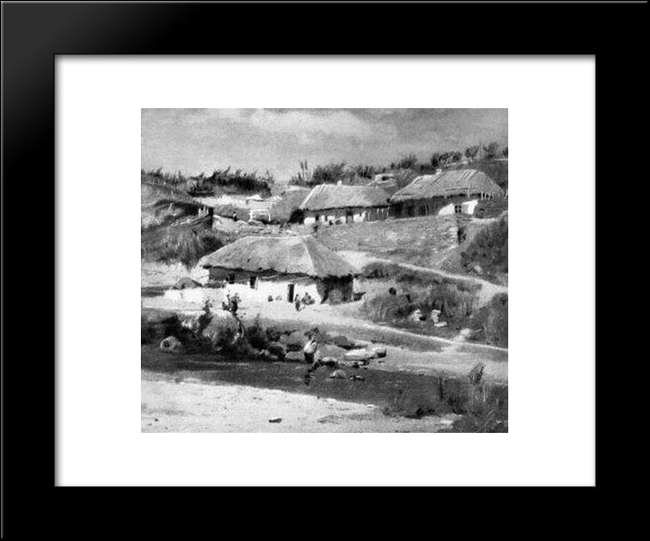 Huts In Summer Day 20x24 Black Modern Wood Framed Art Print Poster by Orlovsky, Volodymyr