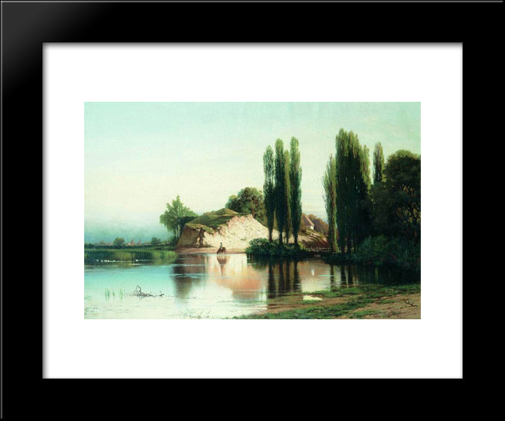 Landscape With River In Ukraine 20x24 Black Modern Wood Framed Art Print Poster by Orlovsky, Volodymyr