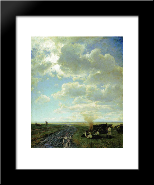 Leisure At The Steppe 20x24 Black Modern Wood Framed Art Print Poster by Orlovsky, Volodymyr