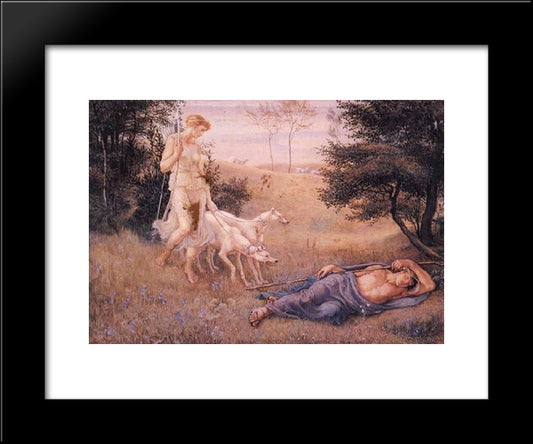 Diana And Endymion 20x24 Black Modern Wood Framed Art Print Poster by Crane, Walter