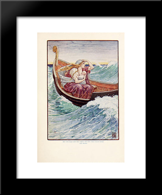 For Two Days And Two Nights The Boat Was And Hither And Thither 20x24 Black Modern Wood Framed Art Print Poster by Crane, Walter