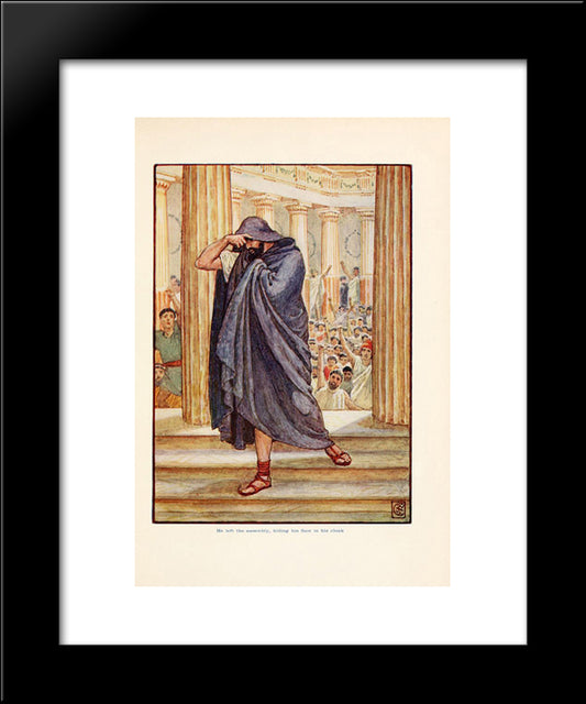 He Lefts Assembly, Hiding His Face In His Cloak 20x24 Black Modern Wood Framed Art Print Poster by Crane, Walter