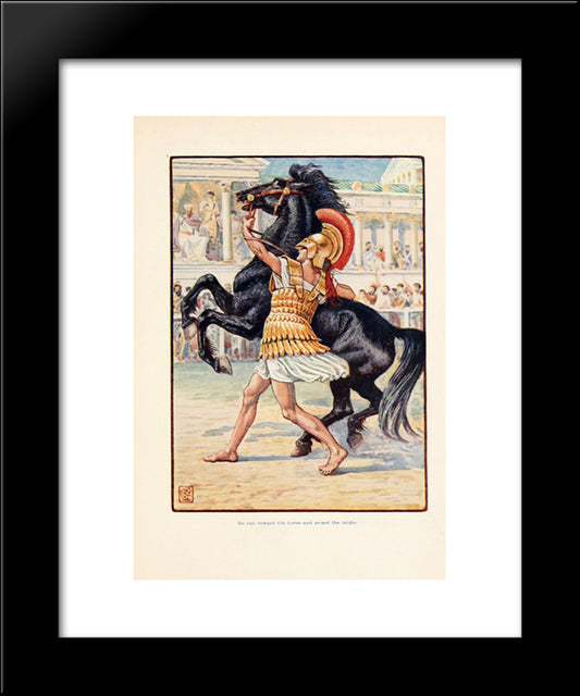 He Ran Toward The Horse And Seized The Bridle 20x24 Black Modern Wood Framed Art Print Poster by Crane, Walter