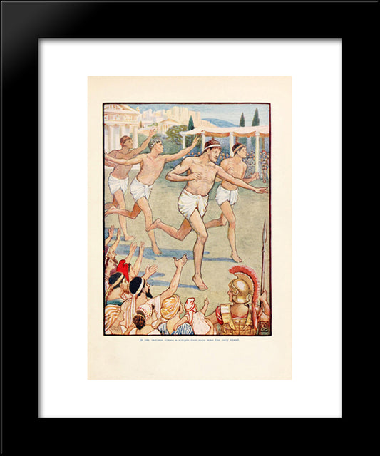 In The Earlist Times A Simple Foot-Race Was The Only Event 20x24 Black Modern Wood Framed Art Print Poster by Crane, Walter